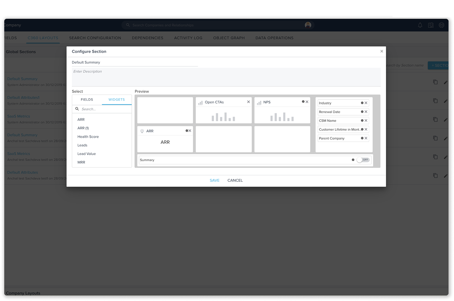 Before: Old admin configuration modal
