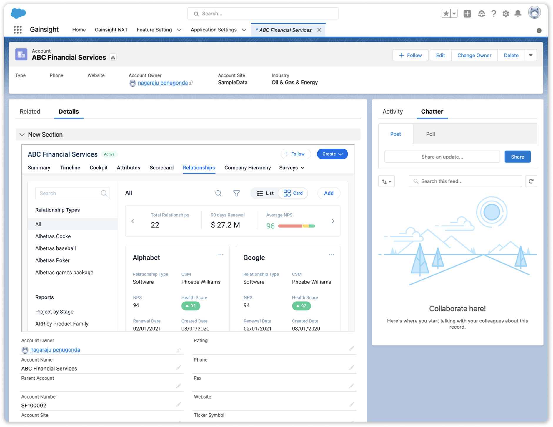 Salesforce account with embedded C360