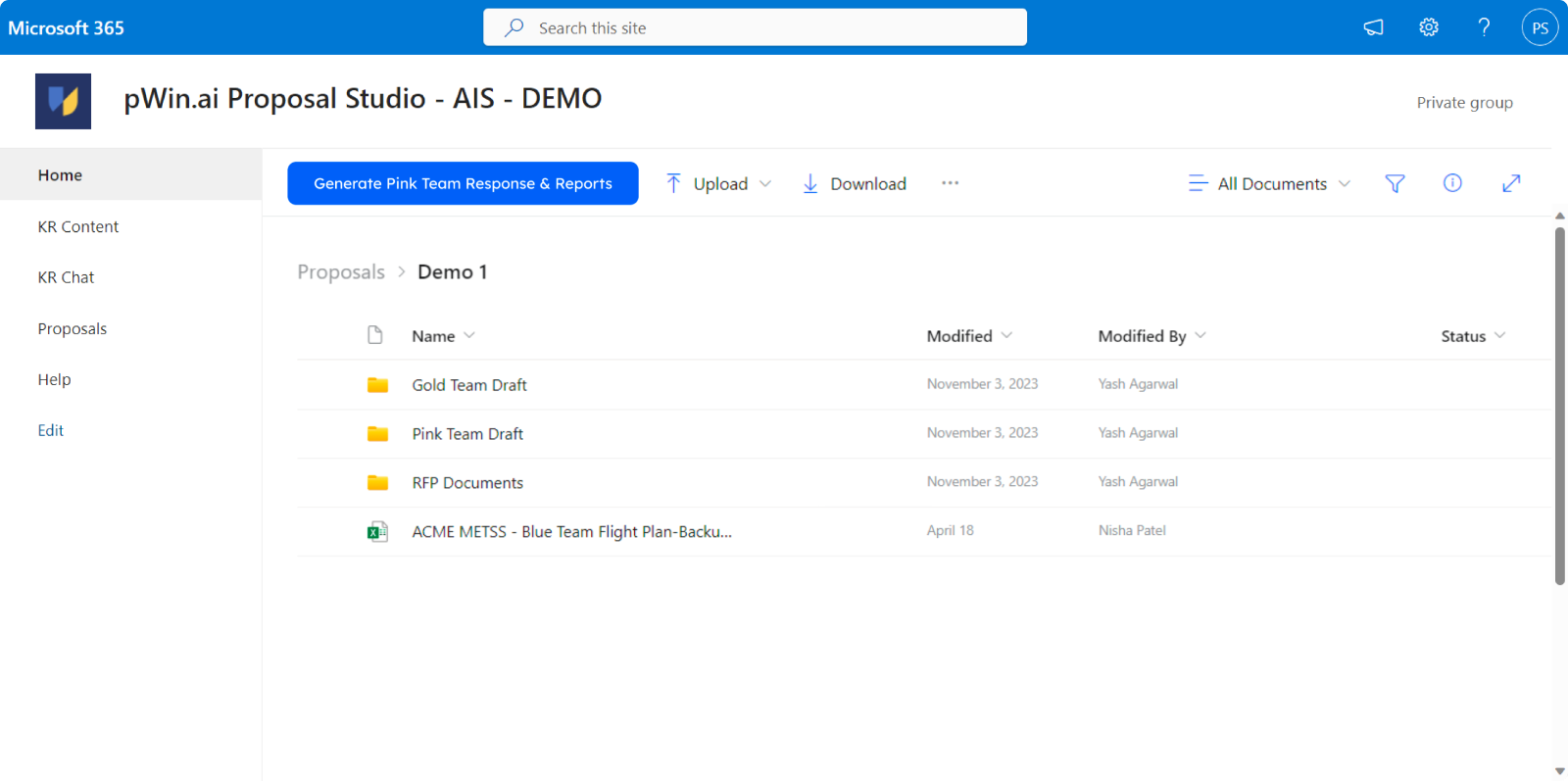 POC, the SharePoint proposal site