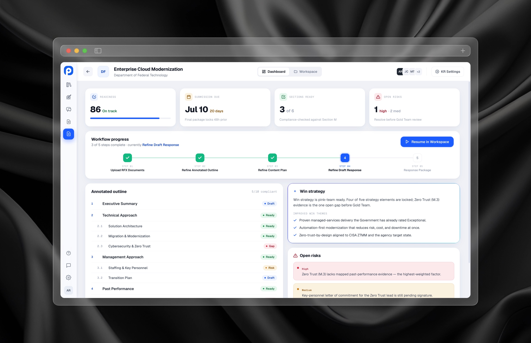 pWin.ai AI proposal copilot interface